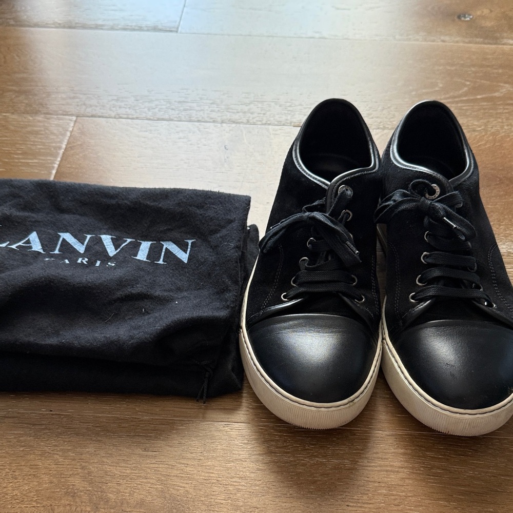 Lanvin Black and White Suede Men's Sneakers